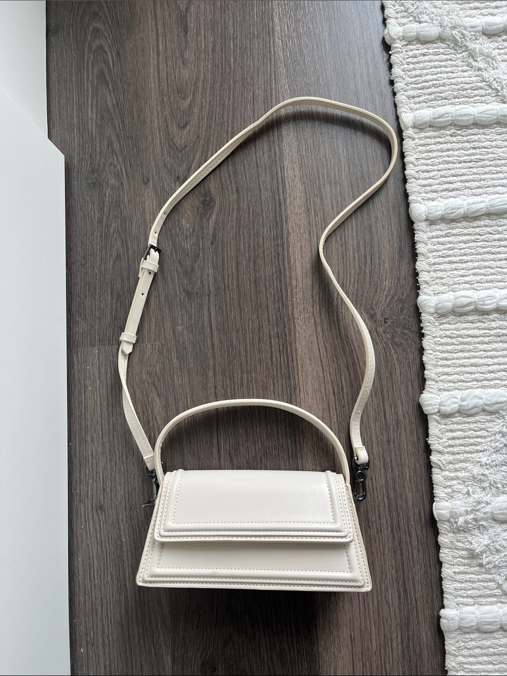 Zara Cream Structured Top-Handle Crossbody Bag